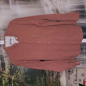 Columbia Mens XL long sleeve button collared rustic orange brown dress shirt